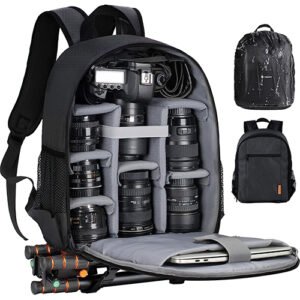 Black Camera Print Pattern Backpack main image 0