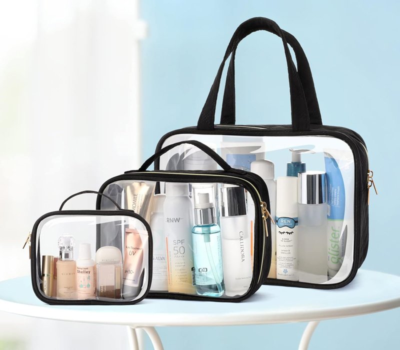 6 clear toiletry bags