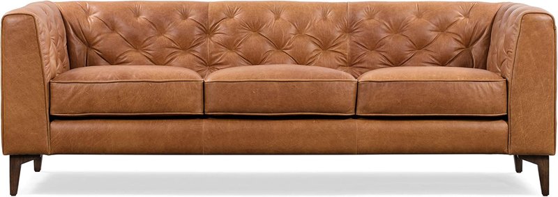 6 full grain leather couch with feather down topper on seating surfaces