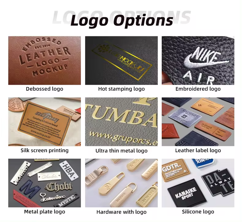 9 logo options for leather goods