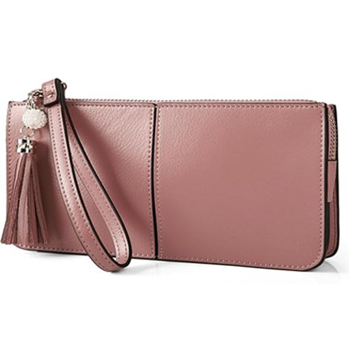 genuine leather wristlet clutch