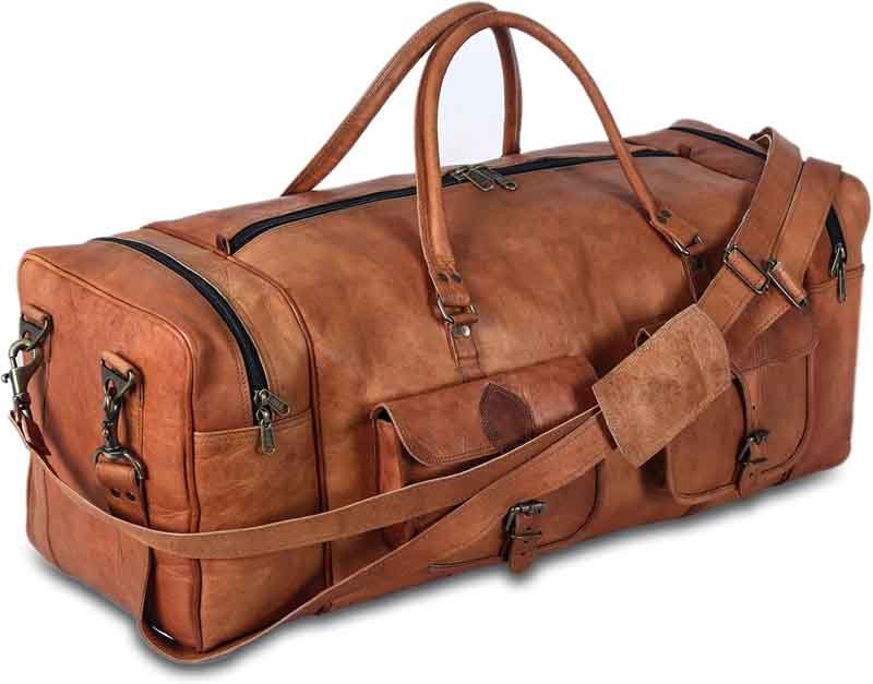 5 leather travel bag overnight gym sports weekend bag