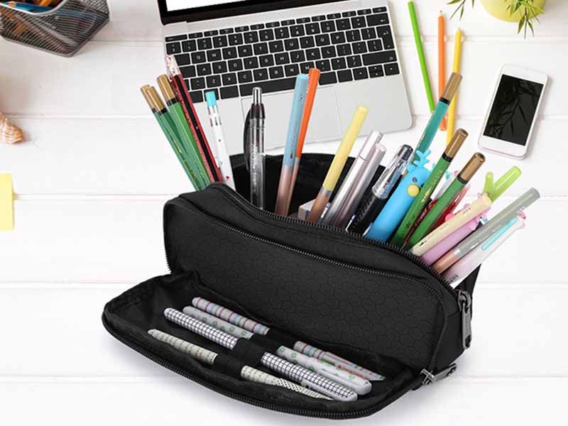 thumbnail image 2 of Leather Pencil Case Zipper Maruse Pencil Case - Italian Grained Leather - India Leather Zipper Pouch 2 of 14