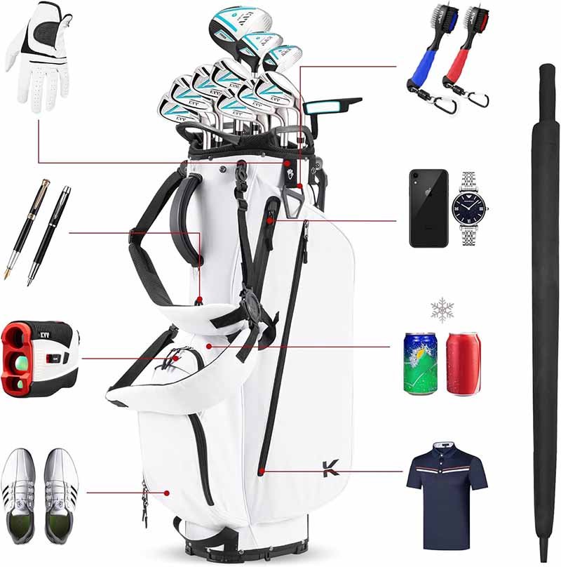 1.what should be in a properly organized golf bag