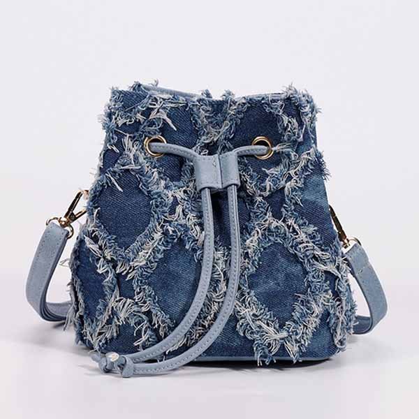 denim drawstring bag