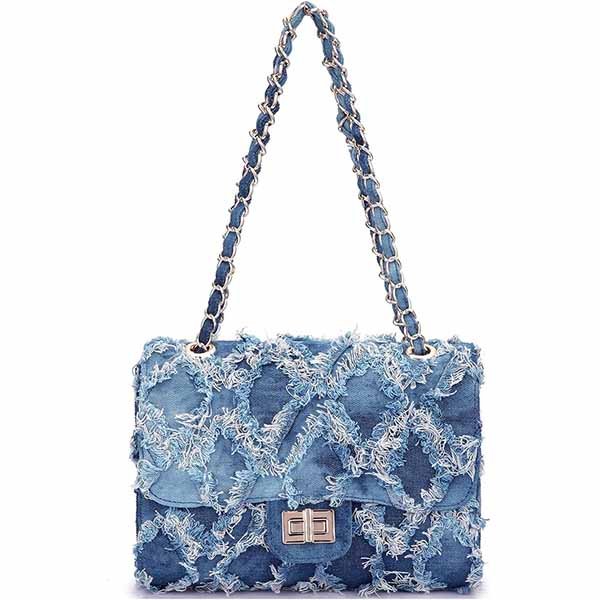 denim fringe bag