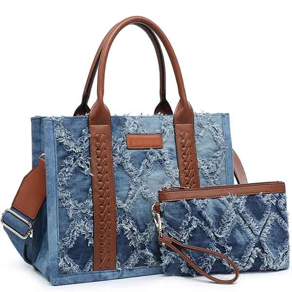 denim leather bag