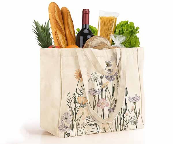 canvas grocery print tote bag
