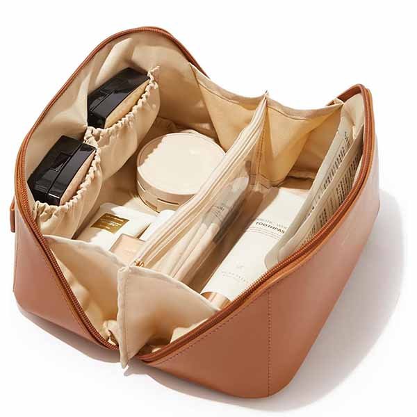 3. open flat makeup bag