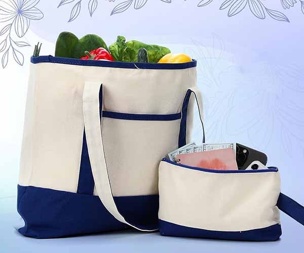 1. canvas tote and cosmetic pouch