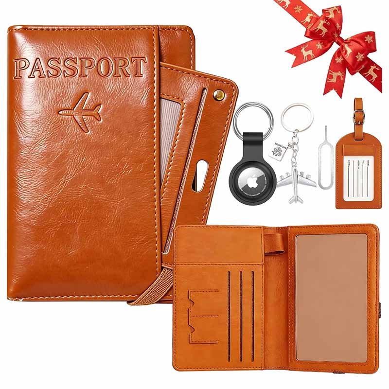 1. top grain leather passport holders, luggage tags, and travel wallets set
