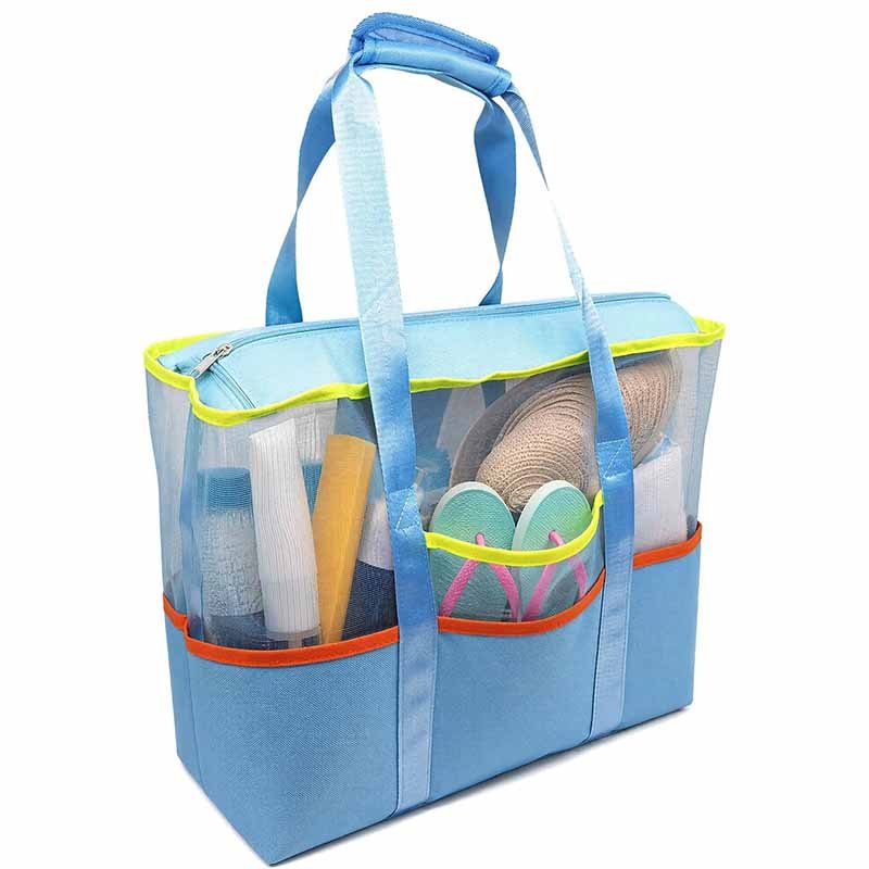 3. canvas mesh beach bag