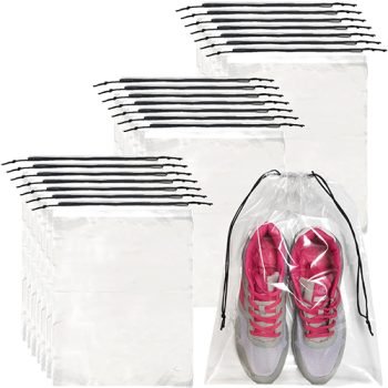 Custom clear shoe drawstring bags