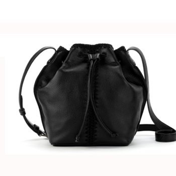 Custom leather crossbody drawstring bag