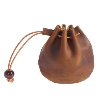 Custom leather drawstring pouch