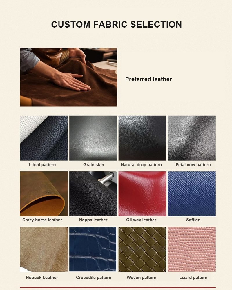 customized leather fabric types selection